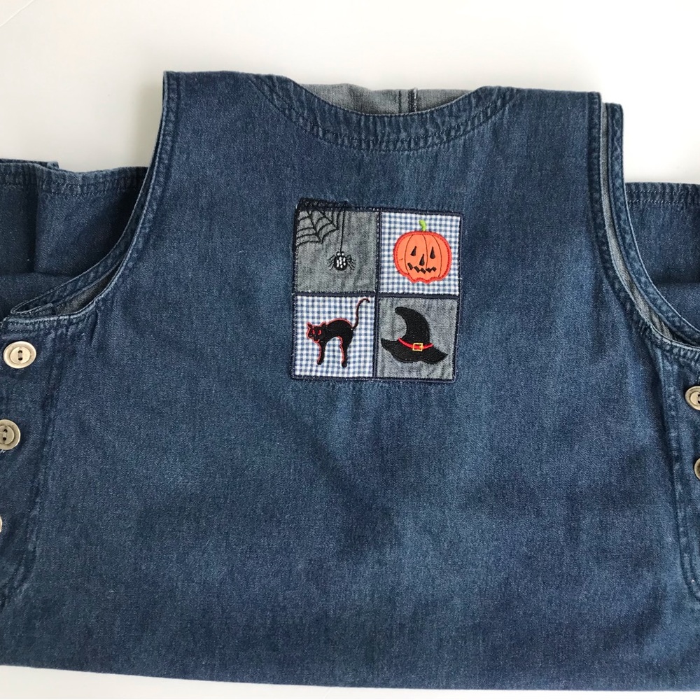 women’s Halloween denim bib maxi dress vintage White Stag  size Medium